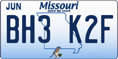 MO license plate BH3K2F