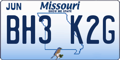 MO license plate BH3K2G