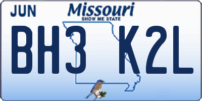 MO license plate BH3K2L