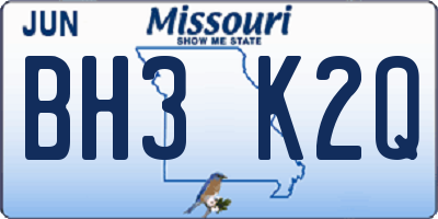 MO license plate BH3K2Q
