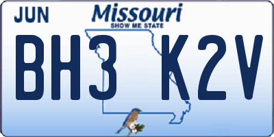 MO license plate BH3K2V