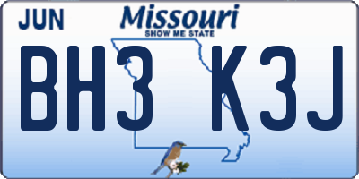 MO license plate BH3K3J