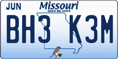 MO license plate BH3K3M