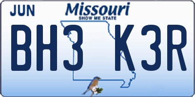 MO license plate BH3K3R