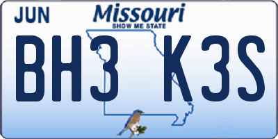 MO license plate BH3K3S