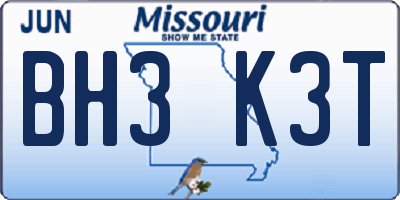 MO license plate BH3K3T