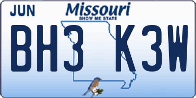 MO license plate BH3K3W