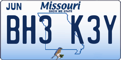 MO license plate BH3K3Y