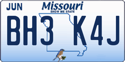 MO license plate BH3K4J
