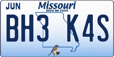 MO license plate BH3K4S