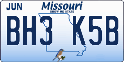 MO license plate BH3K5B