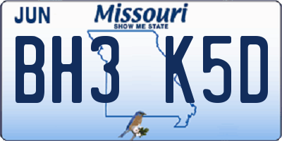 MO license plate BH3K5D