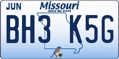 MO license plate BH3K5G