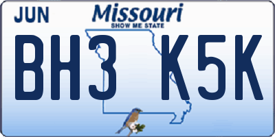 MO license plate BH3K5K