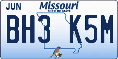 MO license plate BH3K5M