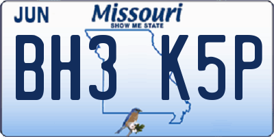 MO license plate BH3K5P