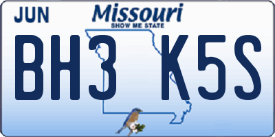 MO license plate BH3K5S