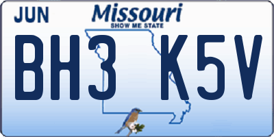 MO license plate BH3K5V