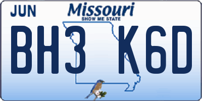 MO license plate BH3K6D