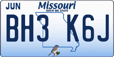 MO license plate BH3K6J