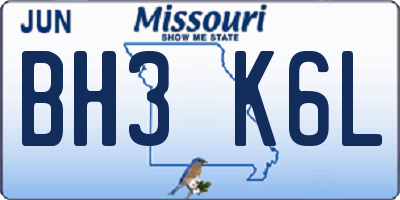 MO license plate BH3K6L