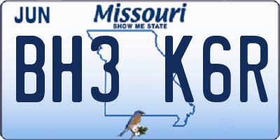 MO license plate BH3K6R