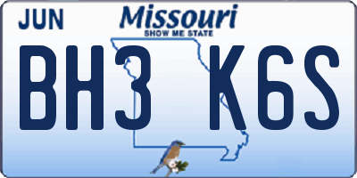 MO license plate BH3K6S