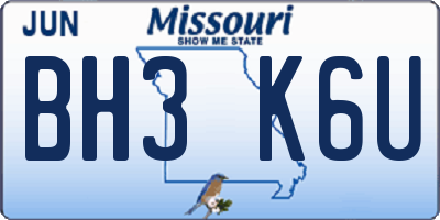 MO license plate BH3K6U