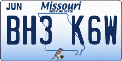 MO license plate BH3K6W