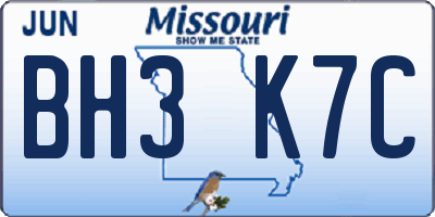 MO license plate BH3K7C