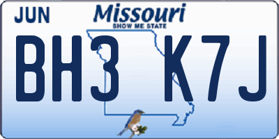 MO license plate BH3K7J