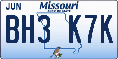 MO license plate BH3K7K