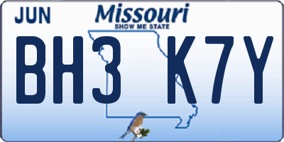 MO license plate BH3K7Y