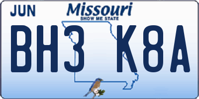 MO license plate BH3K8A