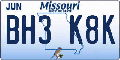 MO license plate BH3K8K