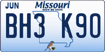 MO license plate BH3K9O