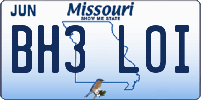 MO license plate BH3L0I