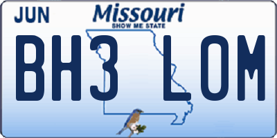MO license plate BH3L0M