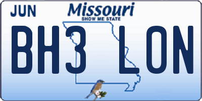 MO license plate BH3L0N
