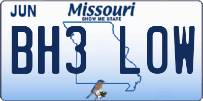 MO license plate BH3L0W