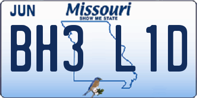 MO license plate BH3L1D