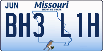 MO license plate BH3L1H