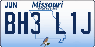 MO license plate BH3L1J