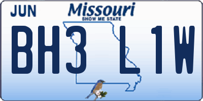 MO license plate BH3L1W
