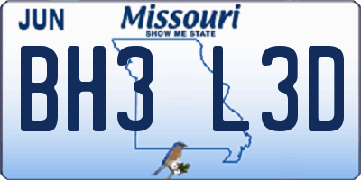 MO license plate BH3L3D