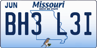 MO license plate BH3L3I