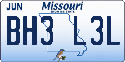 MO license plate BH3L3L