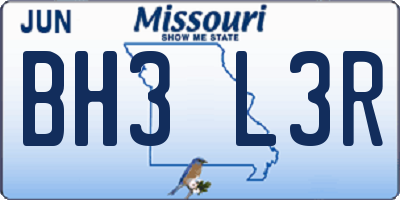MO license plate BH3L3R