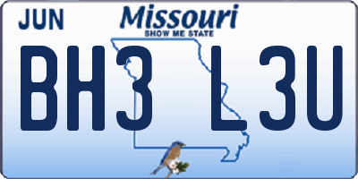 MO license plate BH3L3U