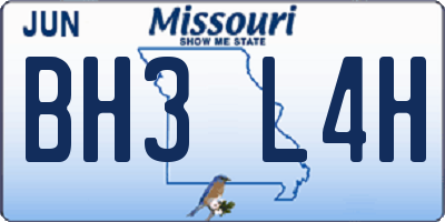 MO license plate BH3L4H